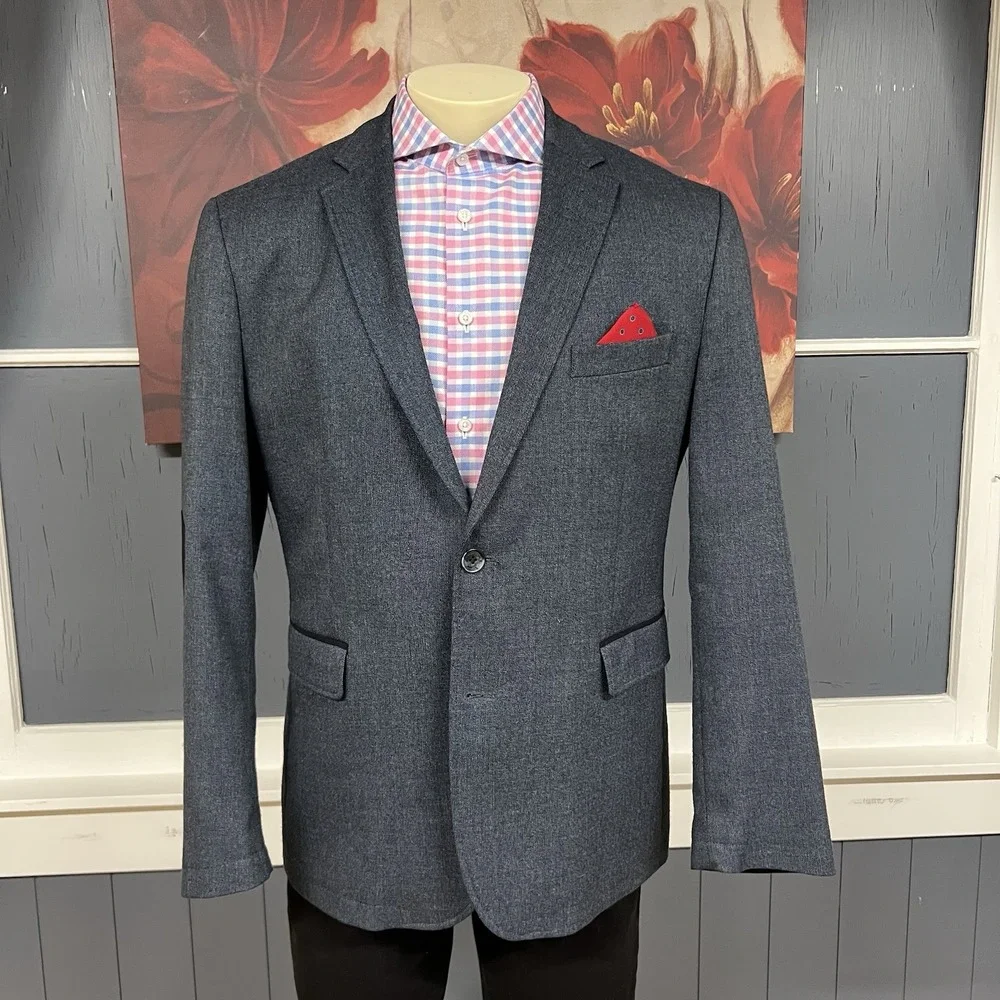 Joseph Abboud Blazer Mens Sz Large (44R) Polyester Blend Stretch Navy Flannel